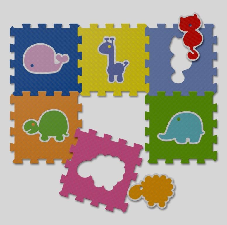 Colorbaby - Alfombra Puzzle Para Bebés Animales 4 Piezas (118x118