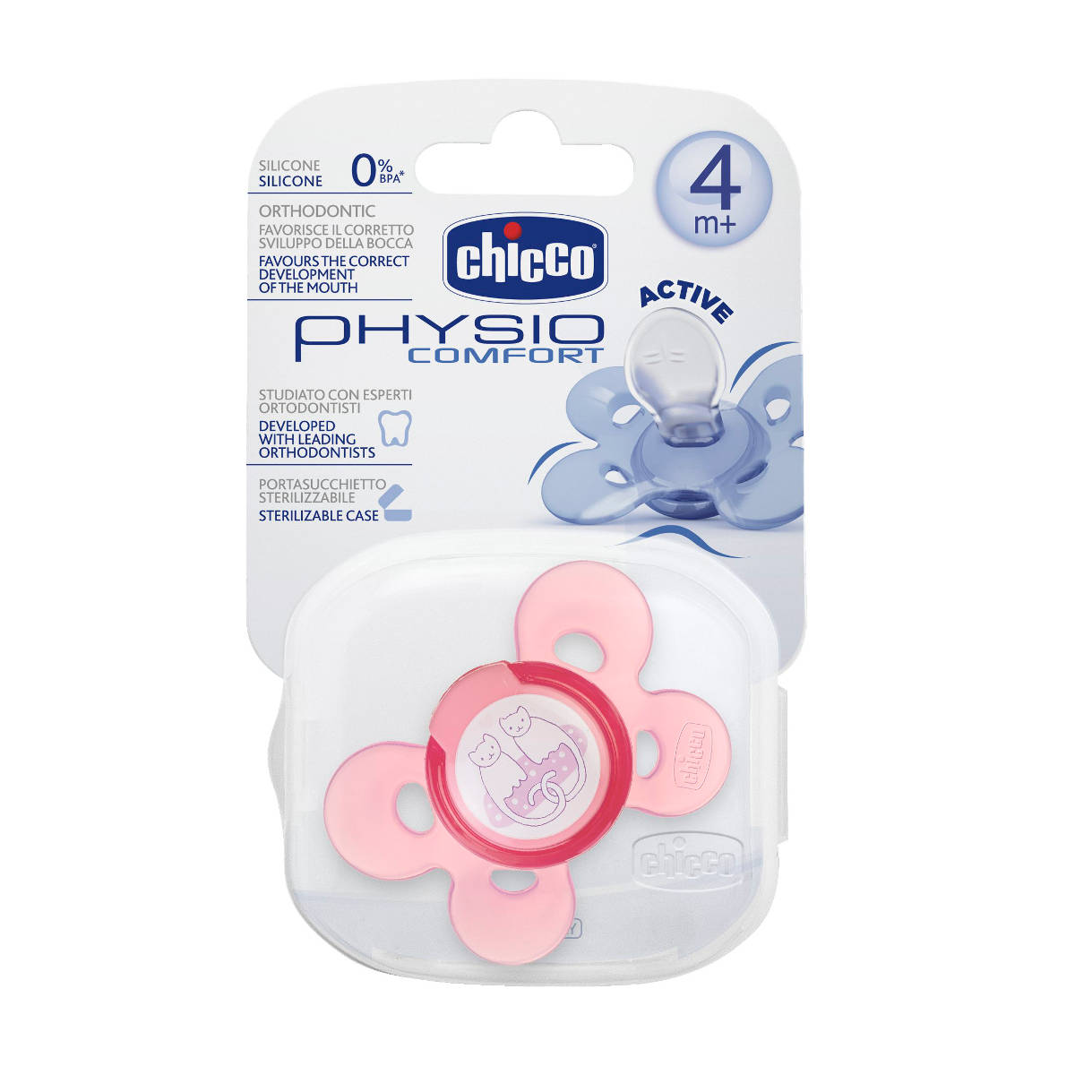 Chupete PHYSIO COMFORT Silicona Rosa 4m+ de Chicco